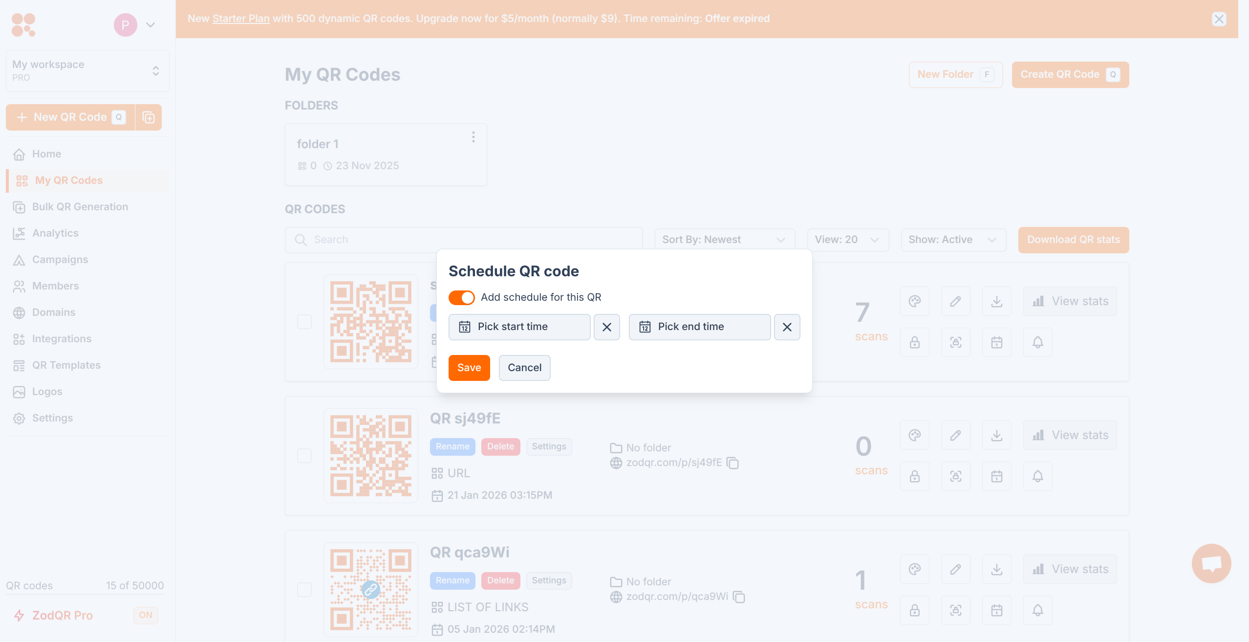 QR Code Scheduling