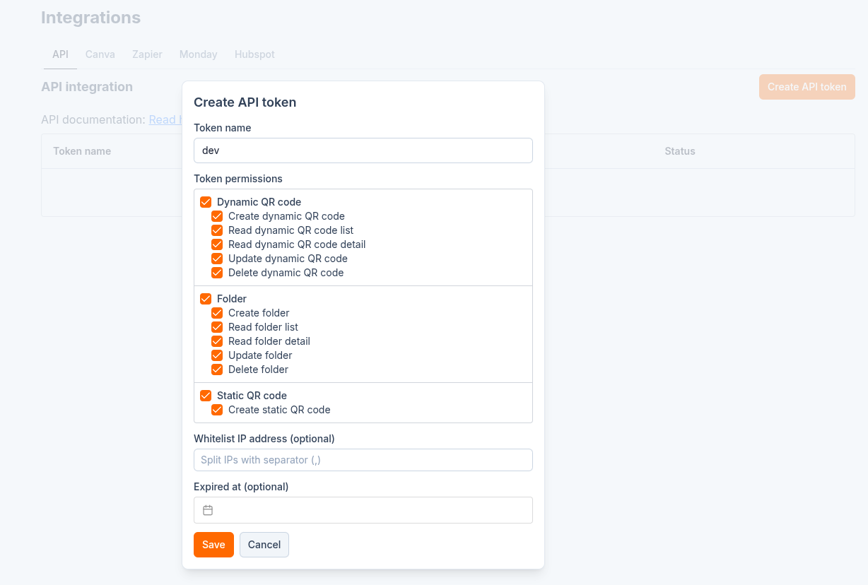 enter token info