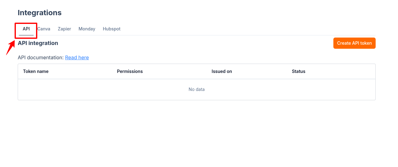 select api tab