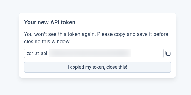 token generated